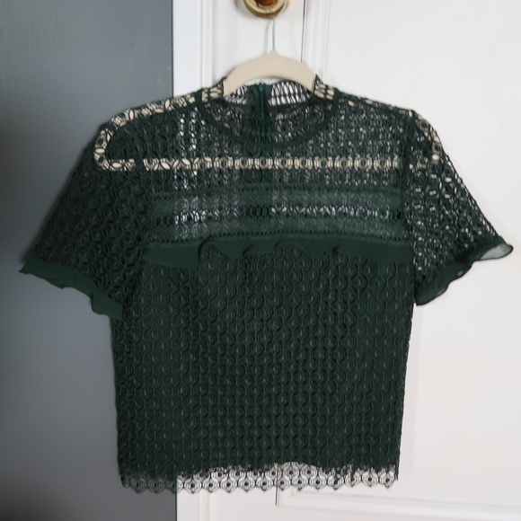Zara Lace Blouse with Short Sleeves Size Small - Picture 1 of 2